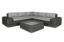 OUTFLEXX Ecklounge, Two Tone Grey, Polyrattan, 6 Personen, Inkl. Tisch/Hocker 90 X 90 Cm Und Polster In Grau -MBM Verkäufe 3 20907.jpg