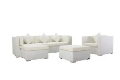 OUTFLEXX Loungemöbel-Set, Weiß, Polyrattan, Für 5 Personen, Inkl. Kaffeetisch, Wasserfeste Kissenbox -MBM Verkäufe 3 2523 BOX B.jpg