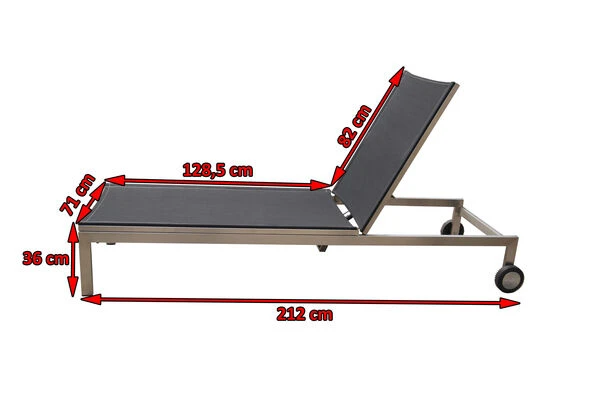 OUTFLEXX Rollliege, Schwarz, Edelstahl/Textilene, Verstellbare Rückenlehne, 212x71x36cm 5 OUTFLEXX Rollliege, Schwarz, Edelstahl/Textilene, Verstellbare Rückenlehne, 212x71x36cm – Bild 5