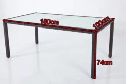 OUTFLEXX Esstisch, Braun-marmoriert, Polyrattan, 180x100cm, Weiße Innenliegendes Glasplatte -MBM Verkäufe 4 10635.jpg