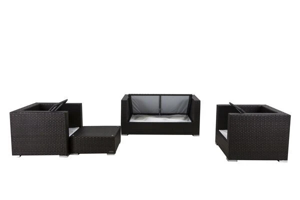 OUTFLEXX Loungemöbel-Set, 5 Personen, Braun, Polyrattan, Wasserfeste Kissenbox 4 OUTFLEXX Loungemöbel-Set, 5 Personen, Braun, Polyrattan, Wasserfeste Kissenbox – Bild 4