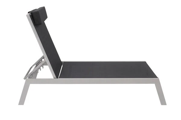VILLANA Gartenliege, Silber/schwarz, Aluminium/Textil, 198 X 60 X 32 Cm, Verstellbar 4 VILLANA Gartenliege, Silber/schwarz, Aluminium/Textil, 198 X 60 X 32 Cm, Verstellbar – Bild 4