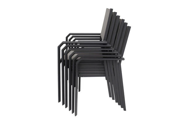 VILLANA Gartenstuhl, Anthrazit/grau, Aluminium/Textil, 58 X 57 X 90 Cm, Stapelbar 4 VILLANA Gartenstuhl, Anthrazit/grau, Aluminium/Textil, 58 X 57 X 90 Cm, Stapelbar – Bild 4