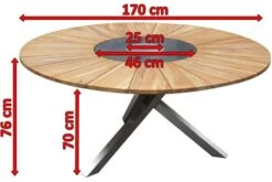 OUTFLEXX Esstisch, Edelstahl/FSC-Teakholz, Ø 170cm, Inkl. Drehbarer Granitplatte Und Eiskühler -MBM Verkäufe 4 16027.jpg
