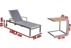 OUTFLEXX Sonnenliegen-Set, Taupe, Edelstahl/FSC-Teak, 195,5x74x35cm, Mit Armlehnen, Inkl. Beistelltisch 45x45cm -MBM Verkäufe 4 16547.jpg