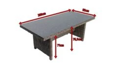 OUTFLEXX Esstisch, Grau, Polyrattan, 200 X 95 Cm, Tischplatte Spraystone, 6mm, Aufliegend -MBM Verkäufe 4 18373.jpg