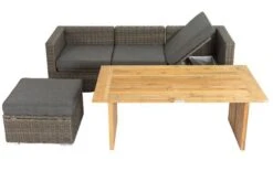 OUTFLEXX Loungegarnitur, Polyrattan/Teakholz, Tisch 160x90cm, Für 4 Personen, Wasserfeste Kissenbox -MBM Verkäufe 4 19392.jpg