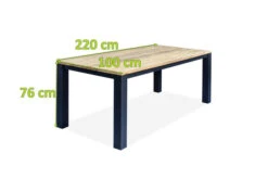 OUTFLEXX Oxford Esstisch, Dark Grey/natur, Alu/recycled FSC®-Teak, 220x100x76cm, Rustikal Gebürstet -MBM Verkäufe 4 20337.jpg