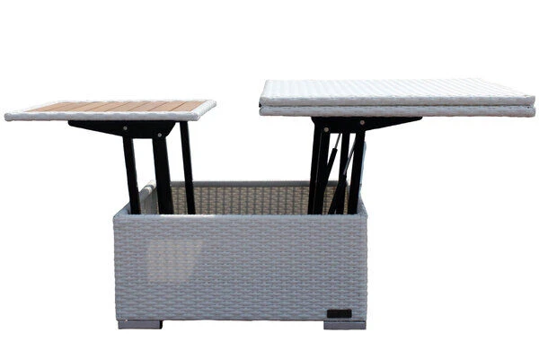 OUTFLEXX Loungetisch Höhenverstellbar, Weiß, Polyrattan, 75/152x75x40/64,5cm 4 OUTFLEXX Loungetisch Höhenverstellbar, Weiß, Polyrattan, 75/152x75x40/64,5cm – Bild 4