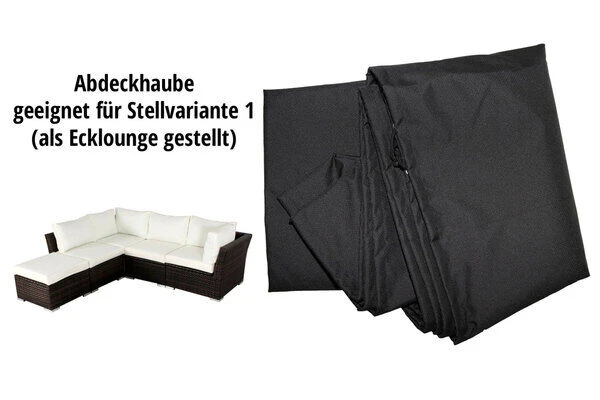 OUTFLEXX Loungemöbel, Polyrattan, Braun Marmoriert, Inkl. Abdeckhaube, Ersatzbezug, Wasserfeste Kissenbox 4 OUTFLEXX Loungemöbel, Polyrattan, Braun Marmoriert, Inkl. Abdeckhaube, Ersatzbezug, Wasserfeste Kissenbox – Bild 4