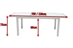 VILLANA Ausziehtisch, Silber/weiß, Alu/Sicherheitsglas, 160/220x90 Cm, Flügelmechanismus -MBM Verkäufe 5 13395 2.jpg