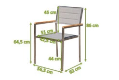 OUTFLEXX Stuhl, Silber, Edelstahl/Textilene, Padded, Armlehnen Aus FSC-Teakholz, 62x56,5x86cm -MBM Verkäufe 5 13515.jpg