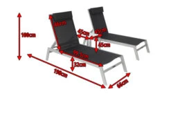 VILLANA 2er-Set Sonnenliegen, Silber/schwarz, Alu/Textil, 198x66x32cm, Mit Beistelltisch 45x45cm -MBM Verkäufe 5 13886.jpg