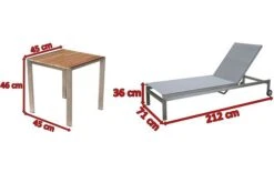 OUTFLEXX 2er-Set Rollliege, Silber, Edelstahl/Teak, 212x71x36 Cm, Mit Beistelltisch 45x45cm -MBM Verkäufe 5 14170.jpg