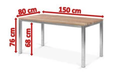 OUTFLEXX Esstisch, Silber/natur, Edelstahl/ Recyceltes FSC®-Teakholz, 150x80cm, Rustikal Gebürstet -MBM Verkäufe 5 15861.jpg