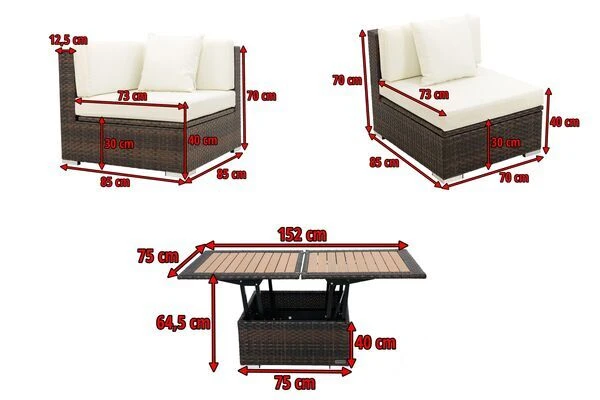 OUTFLEXX Loungemöbel-Set, 5 Pers, Braun Marmoriert, Polyrattan, Wasserfeste Kissenbox, Inkl. Loungetisch 5 OUTFLEXX Loungemöbel-Set, 5 Pers, Braun Marmoriert, Polyrattan, Wasserfeste Kissenbox, Inkl. Loungetisch – Bild 5