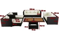 OUTFLEXX Loungemöbel-Set, Schwarz, Polyrattan, Für 9 Personen, Inkl. Loungetisch, Wasserfeste Kissenbox -MBM Verkäufe 5 1716 BOX D.jpg