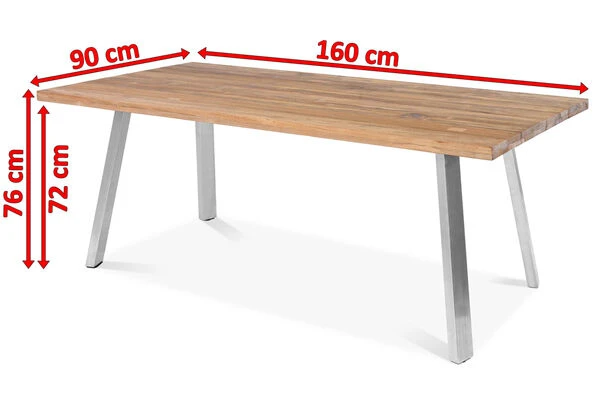 OUTFLEXX Esstisch, Edelstahl/recyceltes FSC®-Teak, 160x90cm, A-Gestell, Rustikal Gebürstet 5 OUTFLEXX Esstisch, Edelstahl/recyceltes FSC®-Teak, 160x90cm, A-Gestell, Rustikal Gebürstet – Bild 5