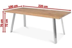 OUTFLEXX Esstisch, Edelstahl/recyceltes FSC®-Teak, 220x100cm, A-Gestell, Rustikal Gebürstet -MBM Verkäufe 5 18321.jpg