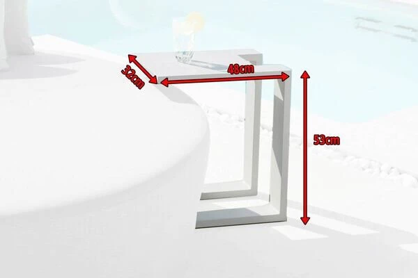 OUTFLEXX Beistelltisch, Weiß, Aluminium, 48 X 32 X 53 Cm, U-Form 5 OUTFLEXX Beistelltisch, Weiß, Aluminium, 48 X 32 X 53 Cm, U-Form – Bild 5