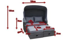 OUTFLEXX Fontana Loungebett, Grau, Polyrattan, Doppel-halbrund, Mit Unterschiebbaren Hockern, Dach Klappbar -MBM Verkäufe 5 18545.jpg