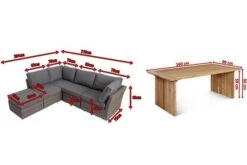 OUTFLEXX Loungegarnitur, Polyrattan/Teakholz, Tisch 160x90cm, Für 5 Personen, Wasserfeste Kissenbox -MBM Verkäufe 5 19390.jpg