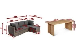 OUTFLEXX Loungegarnitur, Polyrattan/Teakholz, Tisch 160x90cm, Für 4 Personen, Wasserfeste Kissenbox -MBM Verkäufe 5 19392.jpg