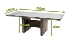 Ploß Rabida Dining Tisch, Champagner-meliert, Polyrattan, 220 X 100 Cm, Glasplatte In Steinoptik -MBM Verkäufe 5 20161.jpg