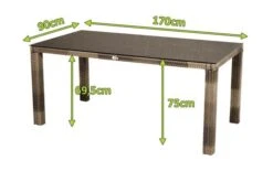 Ploß Rabida Dining Tisch, Champagner-meliert, Polyrattan, 170 X 90 Cm, Glasplatte In Steinoptik -MBM Verkäufe 5 20167.jpg