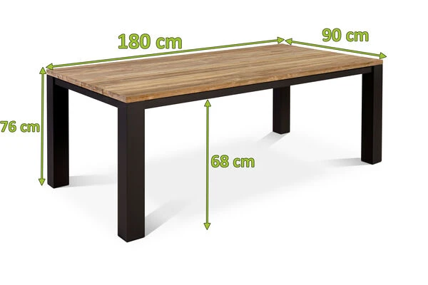 OUTFLEXX Oxford Esstisch, Dark Grey/natur, Alu/recycled FSC®-Teak, 180 X 90 Cm, Rustikal Gebürstet 5 OUTFLEXX Oxford Esstisch, Dark Grey/natur, Alu/recycled FSC®-Teak, 180 X 90 Cm, Rustikal Gebürstet – Bild 5