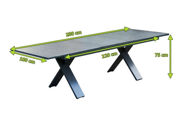 HARTMAN Exklusivmodell Xanadu Ausziehtisch, Xerix, Alu / Glaskeramik, 220/280 X 100 Cm, X-Gestell 5 HARTMAN Exklusivmodell Xanadu Ausziehtisch, Xerix, Alu / Glaskeramik, 220/280 X 100 Cm, X-Gestell – Bild 5