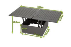 OUTFLEXX Loungetisch, Sooty, Alu/Sunbrella, 78/157 X 78 X 37/64 Cm, Höhenverstellbar -MBM Verkäufe 5 21010.jpg