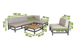 OUTFLEXX Ecklounge, Anthrazit, Alu/Akazie, 5 Personen, Inkl. Polster In Grau, Tisch 80 X 80 Cm Und Hocker -MBM Verkäufe 5 21016.jpg