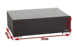 OUTFLEXX Kaffeetisch, Braun, Polyrattan, 95x65cm, Inkl. Glasplatte -MBM Verkäufe 5 2393 9.jpg