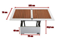 OUTFLEXX Loungetisch Höhenverstellbar, Weiß, Polyrattan, 75/152x75x40/64,5cm 14 OUTFLEXX Loungetisch Höhenverstellbar, Weiß, Polyrattan, 75/152x75x40/64,5cm -MBM Verkäufe 5 2511 18.jpg