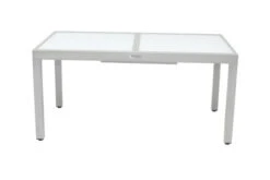 VILLANA Ausziehtisch, Silber/weiß, Alu/Sicherheitsglas, 160/220x90 Cm, Flügelmechanismus -MBM Verkäufe 6 13395 2.jpg
