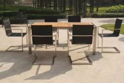 OUTFLEXX Freischwinger, Schwarz, Edelstahl/Textilene, Padded, Armlehnen Aus FSC-Teakholz -MBM Verkäufe 6 13488.jpg