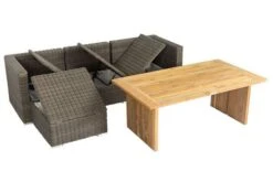 OUTFLEXX Loungegarnitur, Polyrattan/Teakholz, Tisch 160x90cm, Für 4 Personen, Wasserfeste Kissenbox -MBM Verkäufe 6 19392.jpg