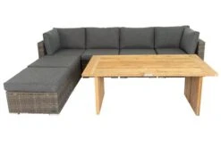 OUTFLEXX Loungegarnitur, Polyrattan/Teakholz, Tisch 160x90cm, Für 6 Personen, Wasserfeste Kissenbox -MBM Verkäufe 6 19394.jpg