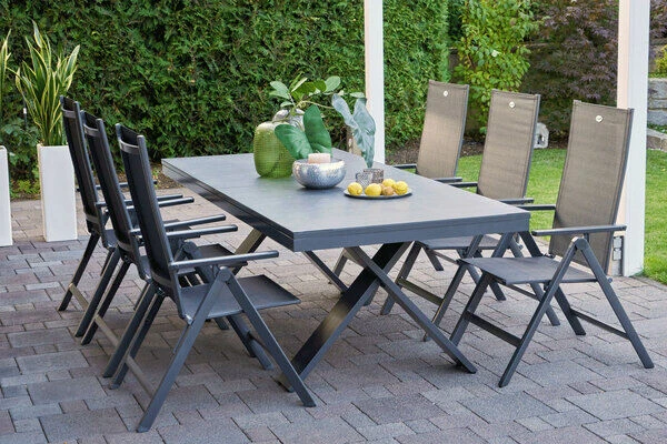 HARTMAN Exklusivmodell Xanadu Ausziehtisch, Xerix, Alu / Glaskeramik, 220/280 X 100 Cm, X-Gestell 6 HARTMAN Exklusivmodell Xanadu Ausziehtisch, Xerix, Alu / Glaskeramik, 220/280 X 100 Cm, X-Gestell – Bild 6