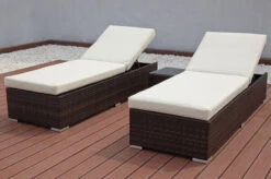 OUTFLEXX 2er-Set Sonnenliegen, Braun Marmoriert, Polyrattan, Je 200x70x45cm, Mit Beistelltisch -MBM Verkäufe 6 7761.jpg