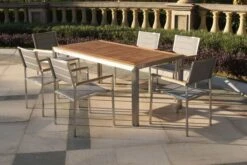 OUTFLEXX Stuhl, Silber, Edelstahl/Textilene, Padded, Armlehnen Aus FSC-Teakholz, 62x56,5x86cm -MBM Verkäufe 7 13515.jpg