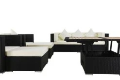 OUTFLEXX Loungemöbel-Set, Schwarz, Polyrattan, Für 9 Personen, Inkl. Loungetisch, Wasserfeste Kissenbox -MBM Verkäufe 7 1716 BOX D.jpg