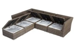 OUTFLEXX Loungegarnitur, Polyrattan/Teakholz, Tisch 160x90cm, Für 5 Personen, Wasserfeste Kissenbox -MBM Verkäufe 7 19390.jpg