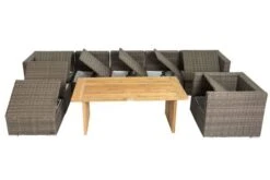 OUTFLEXX Loungegarnitur, Polyrattan/Teakholz, Tisch 160x90cm, Für 8 Personen, Wasserfeste Kissenbox -MBM Verkäufe 7 19396.jpg