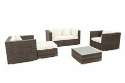 OUTFLEXX Loungemöbel-Set, Polyrattan, Braun Marmoriert, 5 Pers, Wasserfeste Kissenbox, Inkl. Beistelltisch -MBM Verkäufe 8 16066 BOX B.jpg