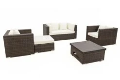 OUTFLEXX Loungemöbel-Set, Polyrattan, Braun Marmoriert, 5 Pers, Wasserfeste Kissenbox, Inkl. Loungetisch -MBM Verkäufe 8 16066 BOX D.jpg