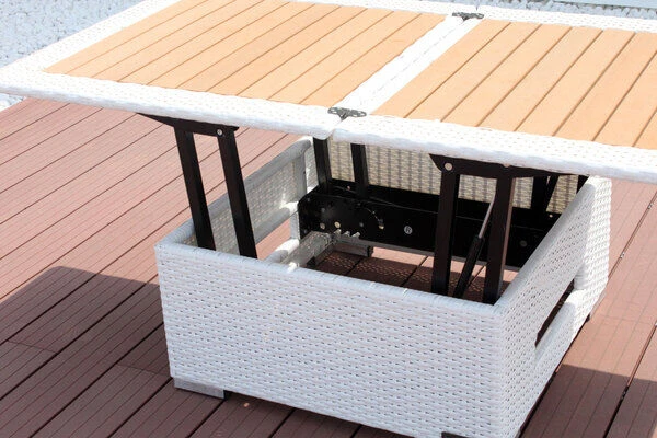 OUTFLEXX Loungetisch Höhenverstellbar, Weiß, Polyrattan, 75/152x75x40/64,5cm 8 OUTFLEXX Loungetisch Höhenverstellbar, Weiß, Polyrattan, 75/152x75x40/64,5cm – Bild 8