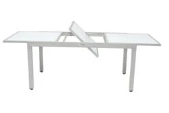 VILLANA Ausziehtisch, Silber/weiß, Alu/Sicherheitsglas, 160/220x90 Cm, Flügelmechanismus -MBM Verkäufe 9 13395 2.jpg