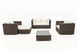 OUTFLEXX Loungemöbel-Set, Polyrattan, Braun Marmoriert, 5 Pers, Wasserfeste Kissenbox, Inkl. Beistelltisch -MBM Verkäufe 9 16066 BOX B.jpg